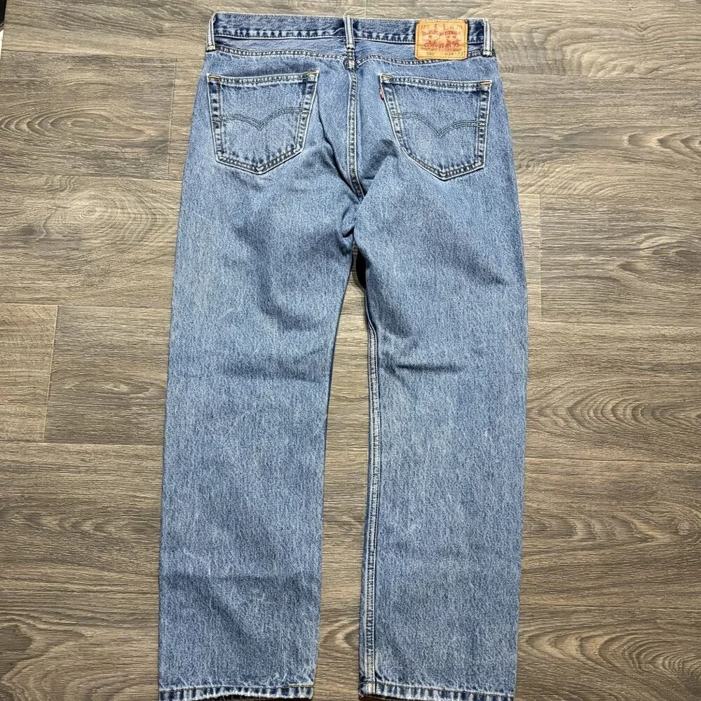 Levis 505 Mens Straight Leg Jeans W34 L30 Medium Wash Denim Regular Fit